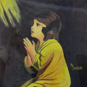 A Little boy is praying water color painting